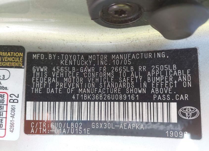 Photo 9 of 2006 Toyota Avalon LIMITED (VIN 4T1BK36B26U089161)