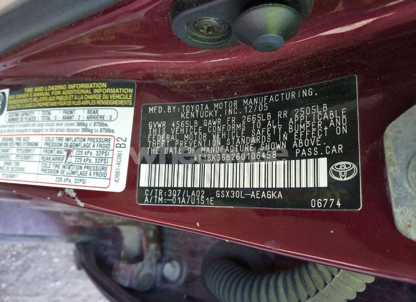 Photo 9 of 2006 Toyota Avalon XLS (VIN 4T1BK36B26U106458)