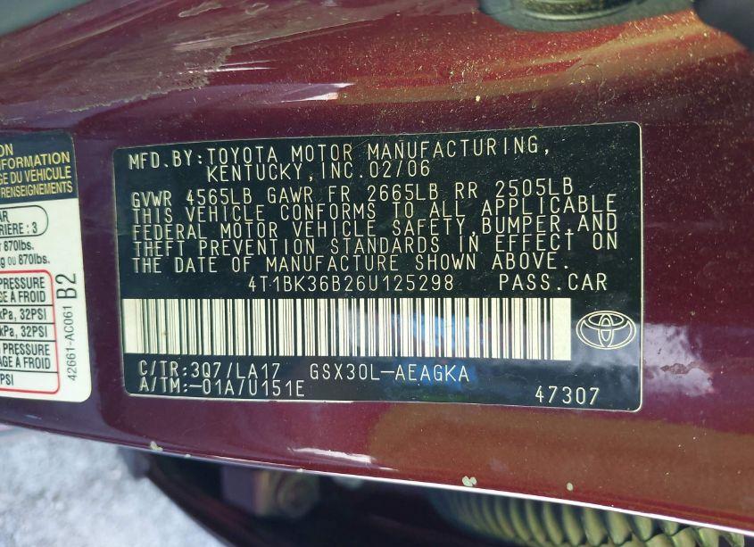 Photo 9 of 2006 Toyota Avalon XLS (VIN 4T1BK36B26U125298)