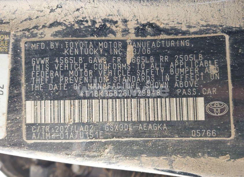 Photo 9 of 2006 Toyota Avalon XLS (VIN 4T1BK36B26U129948)