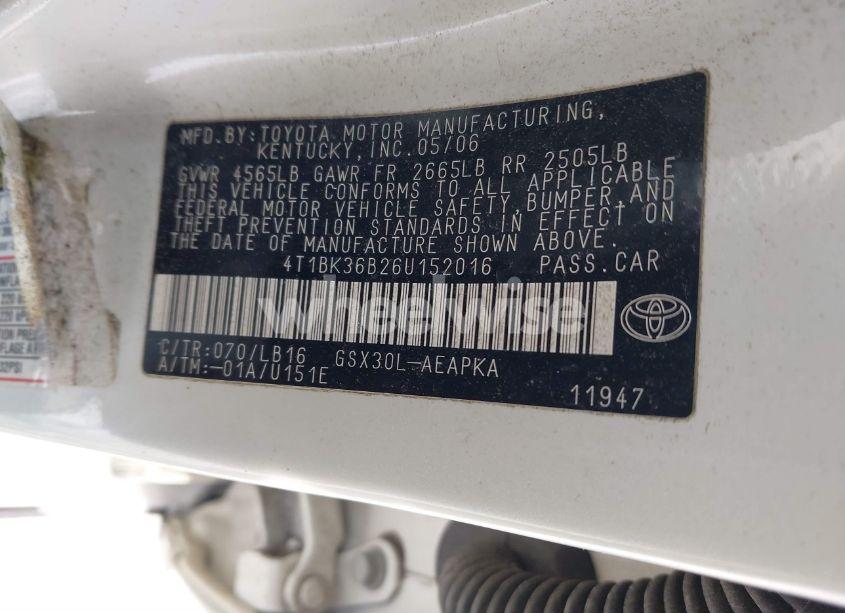 Photo 9 of 2006 Toyota Avalon LIMITED (VIN 4T1BK36B26U152016)