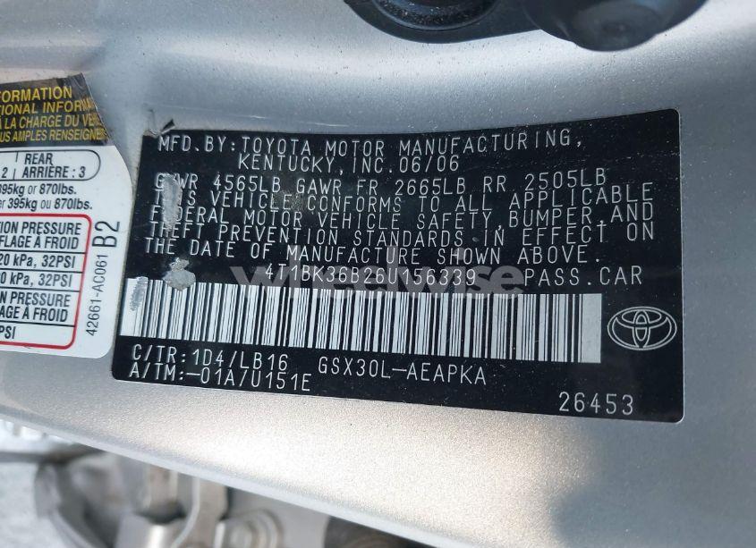 Photo 9 of 2006 Toyota Avalon LIMITED (VIN 4T1BK36B26U156339)