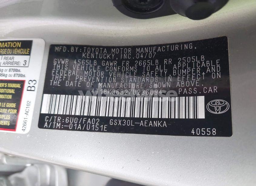 Photo 9 of 2007 Toyota Avalon XL (VIN 4T1BK36B27U236094)