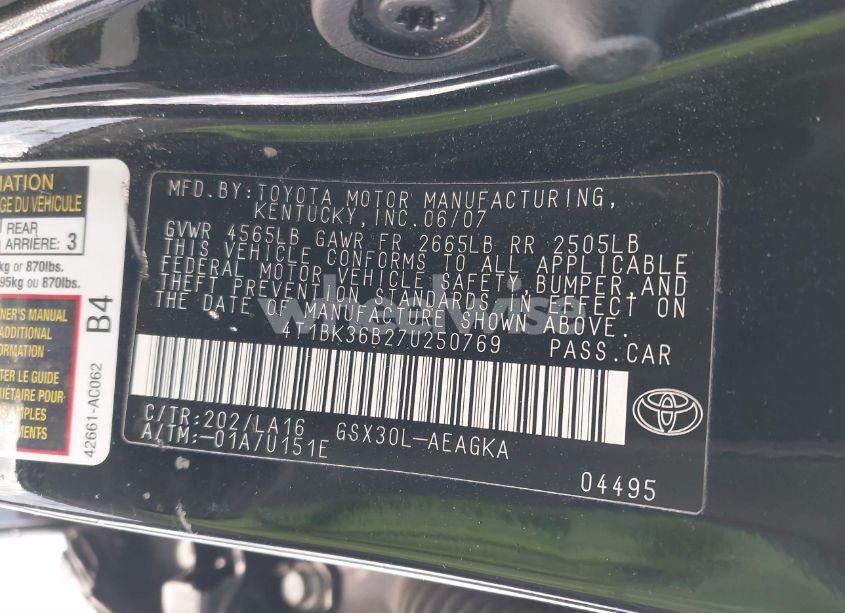 Photo 9 of 2007 Toyota Avalon XLS (VIN 4T1BK36B27U250769)