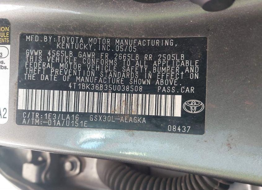 Photo 9 of 2005 Toyota Avalon XLS (VIN 4T1BK36B35U038508)