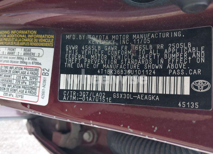 Photo 9 of 2006 Toyota Avalon XLS (VIN 4T1BK36B36U101124)