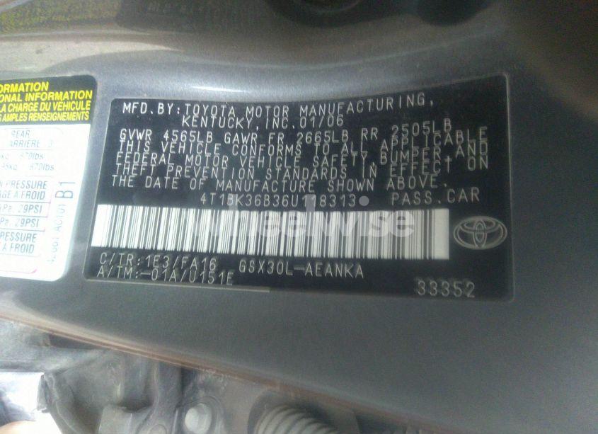 Photo 9 of 2006 Toyota Avalon XL (VIN 4T1BK36B36U118313)