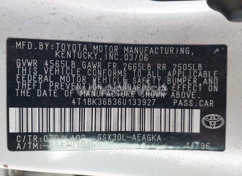 Photo 9 of 2006 Toyota Avalon XLS (VIN 4T1BK36B36U133927)