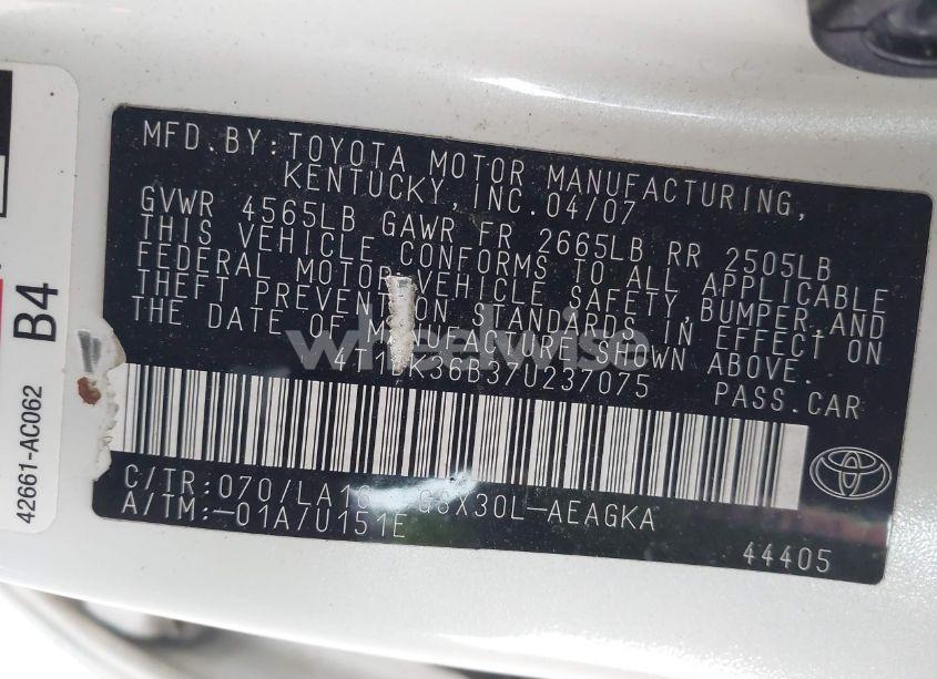 Photo 9 of 2007 Toyota Avalon XLS (VIN 4T1BK36B37U237075)