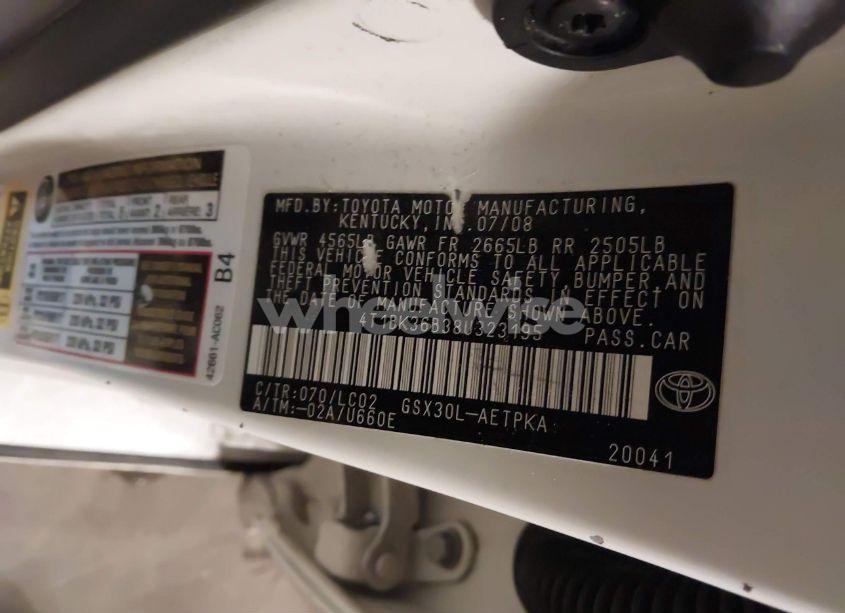 Photo 9 of 2008 Toyota Avalon LIMITED (VIN 4T1BK36B38U323195)