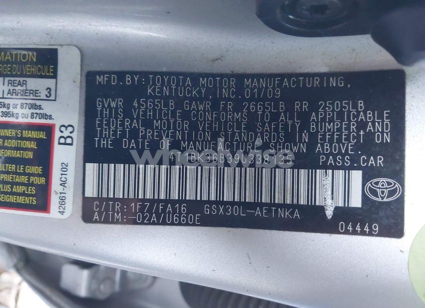 Photo 9 of 2009 Toyota Avalon XL (VIN 4T1BK36B39U338135)