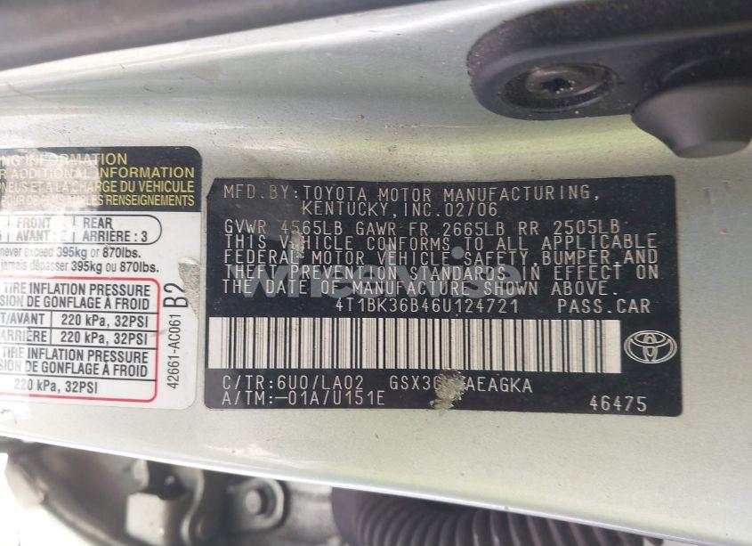 Photo 9 of 2006 Toyota Avalon XLS (VIN 4T1BK36B46U124721)