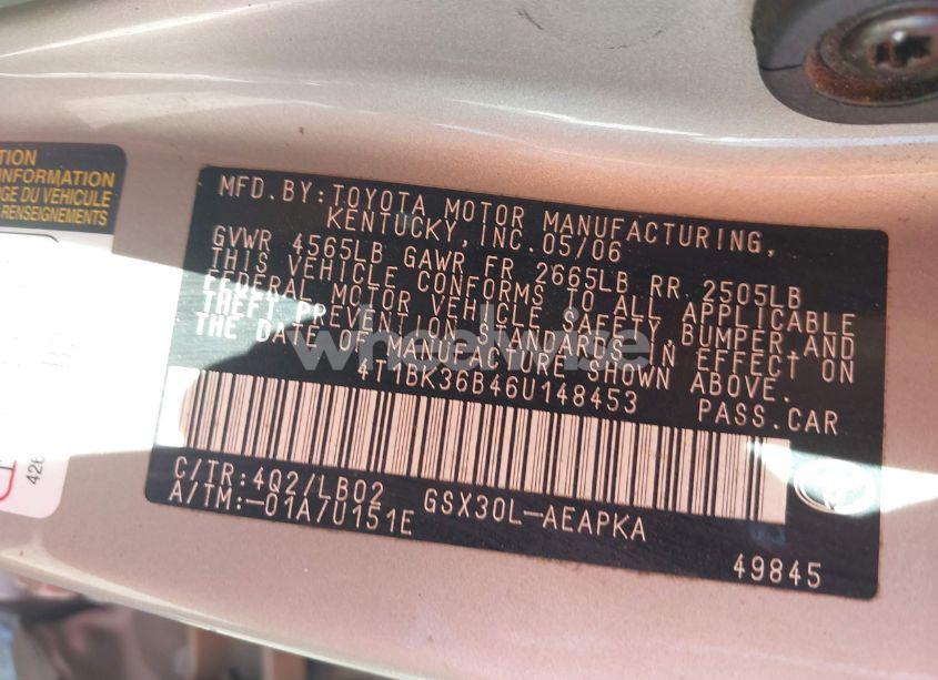 Photo 9 of 2006 Toyota Avalon LIMITED (VIN 4T1BK36B46U148453)