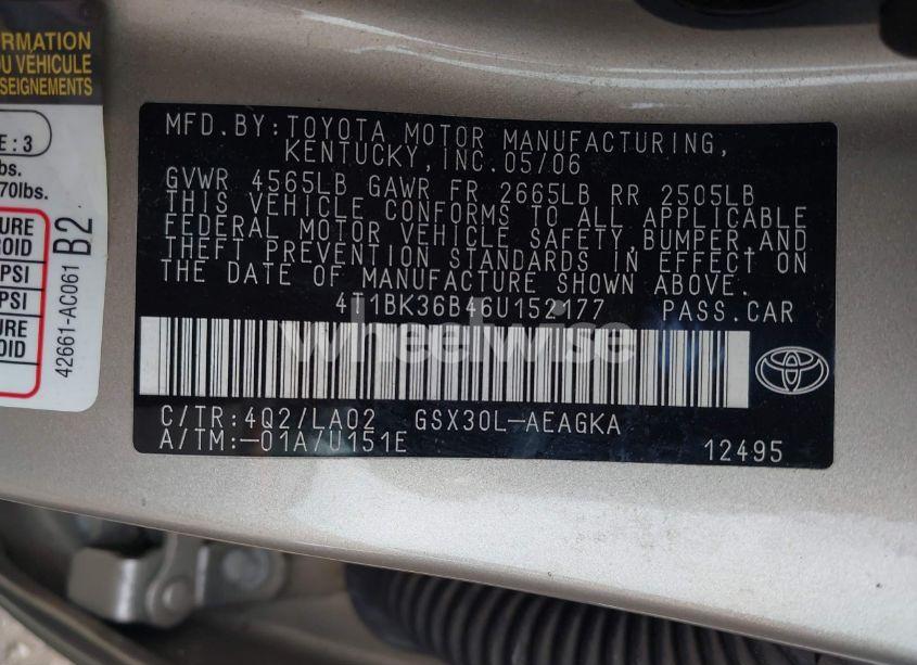 Photo 9 of 2006 Toyota Avalon XLS (VIN 4T1BK36B46U152177)