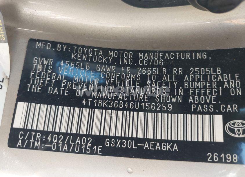 Photo 9 of 2006 Toyota Avalon XLS (VIN 4T1BK36B46U156259)