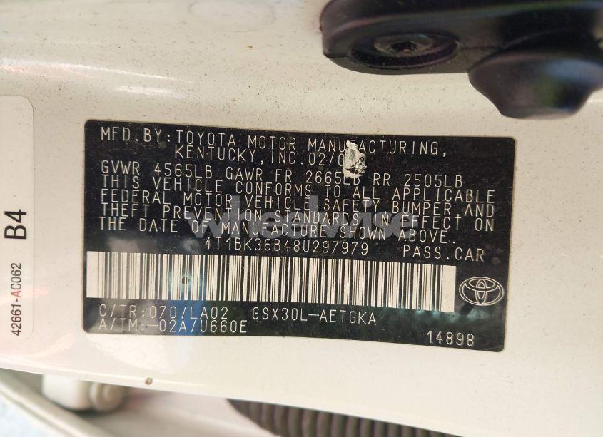 Photo 9 of 2008 Toyota Avalon XLS (VIN 4T1BK36B48U297979)