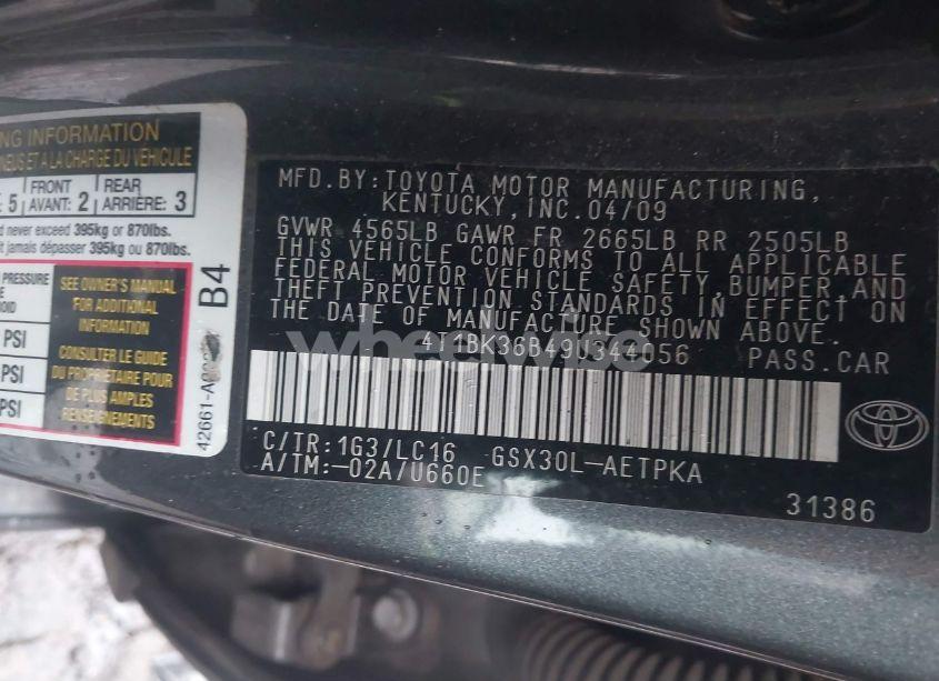 Photo 9 of 2009 Toyota Avalon LIMITED (VIN 4T1BK36B49U344056)