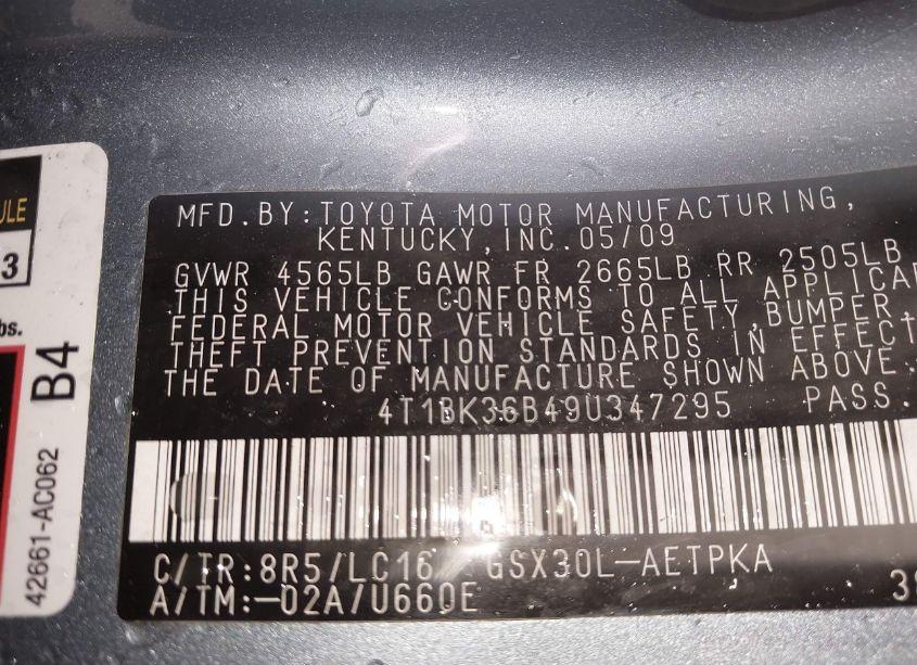 Photo 9 of 2009 Toyota Avalon LIMITED (VIN 4T1BK36B49U347295)