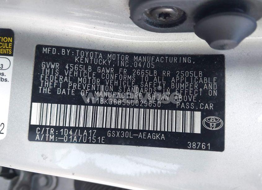 Photo 9 of 2005 Toyota Avalon XLS (VIN 4T1BK36B55U029650)