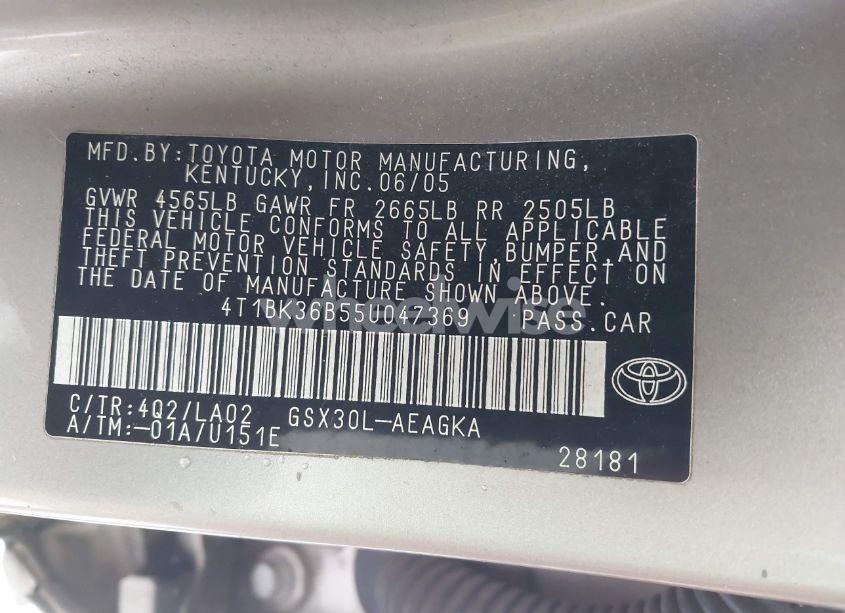 Photo 9 of 2005 Toyota Avalon XLS (VIN 4T1BK36B55U047369)