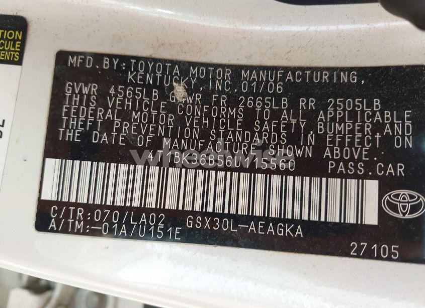 Photo 9 of 2006 Toyota Avalon XLS (VIN 4T1BK36B56U115560)