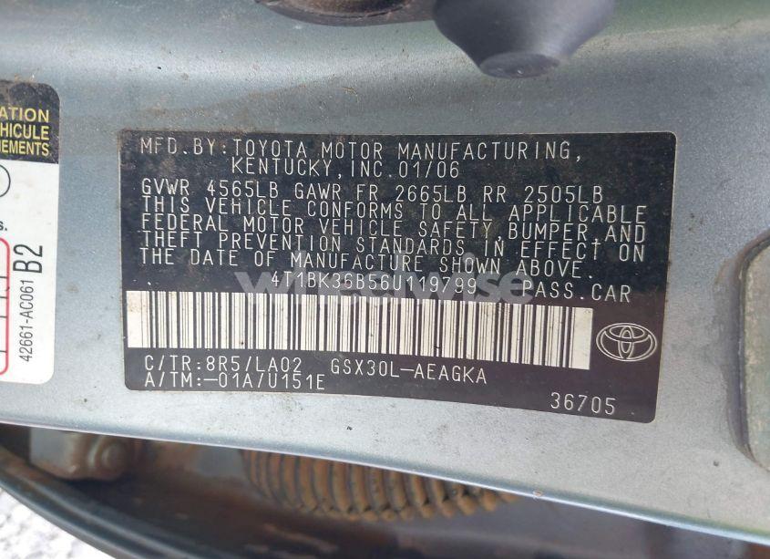 Photo 9 of 2006 Toyota Avalon XLS (VIN 4T1BK36B56U119799)