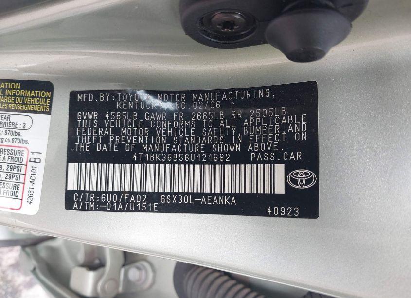 Photo 9 of 2006 Toyota Avalon XL (VIN 4T1BK36B56U121682)