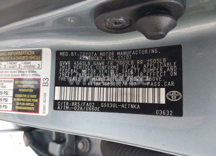 Photo 9 of 2008 Toyota Avalon XL (VIN 4T1BK36B58U279197)