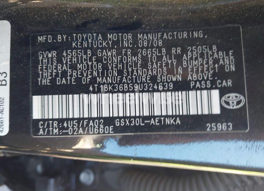 Photo 9 of 2009 Toyota Avalon XL (VIN 4T1BK36B59U324639)