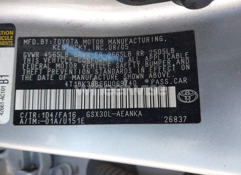 Photo 9 of 2006 Toyota Avalon XL (VIN 4T1BK36B66U069740)