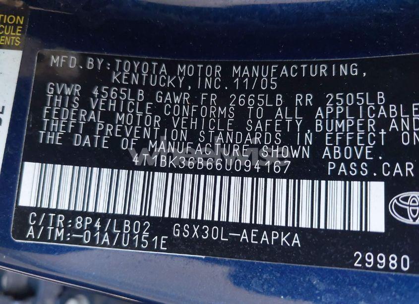 Photo 9 of 2006 Toyota Avalon LIMITED (VIN 4T1BK36B66U094167)