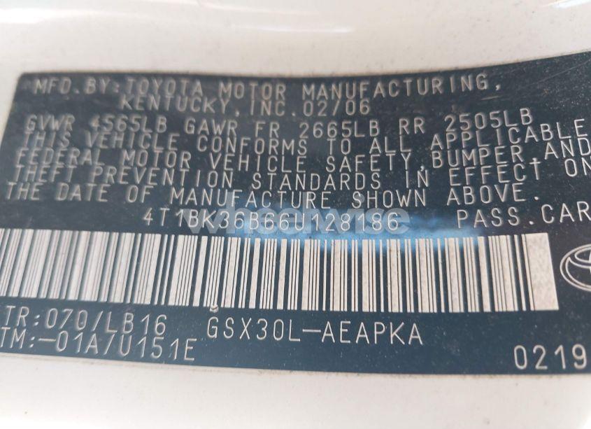 Photo 9 of 2006 Toyota Avalon LIMITED (VIN 4T1BK36B66U128186)