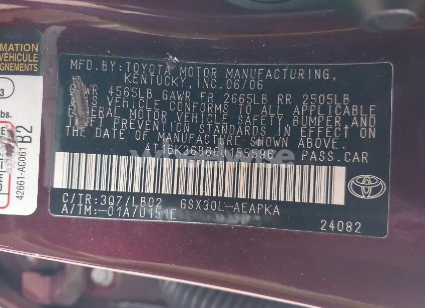 Photo 9 of 2006 Toyota Avalon LIMITED (VIN 4T1BK36B66U155596)