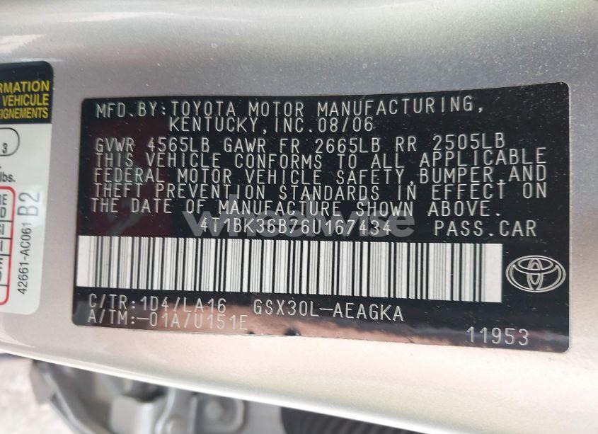 Photo 9 of 2006 Toyota Avalon XLS (VIN 4T1BK36B76U167434)