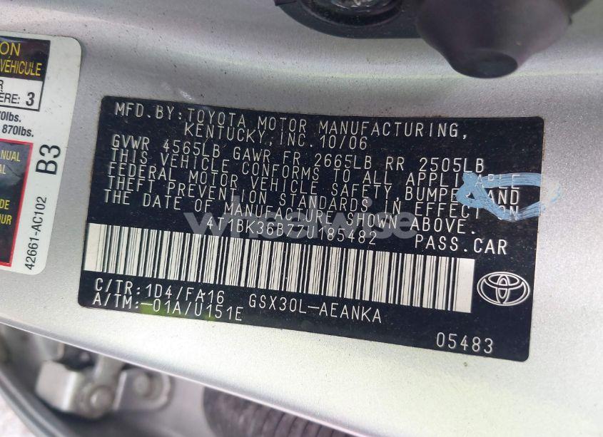 Photo 9 of 2007 Toyota Avalon XL (VIN 4T1BK36B77U185482)