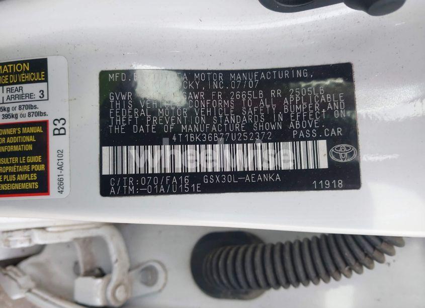 Photo 9 of 2007 Toyota Avalon XL (VIN 4T1BK36B77U252372)