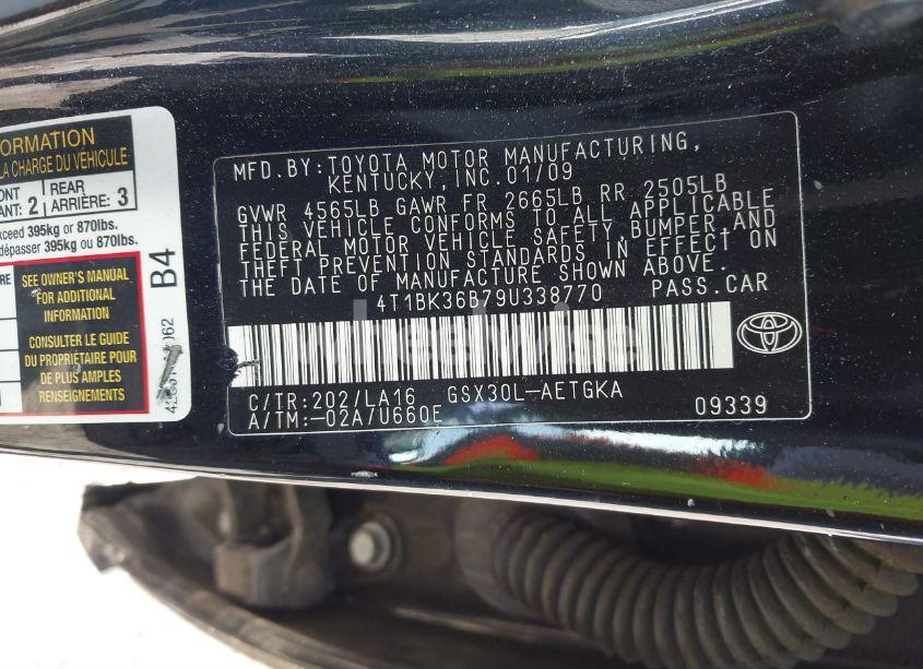 Photo 9 of 2009 Toyota Avalon XLS (VIN 4T1BK36B79U338770)