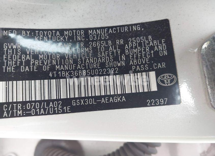 Photo 9 of 2005 Toyota Avalon XLS (VIN 4T1BK36B85U022322)