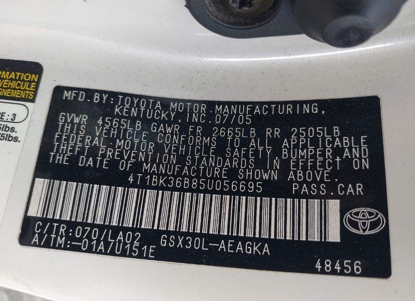 Photo 9 of 2005 Toyota Avalon XLS (VIN 4T1BK36B85U056695)