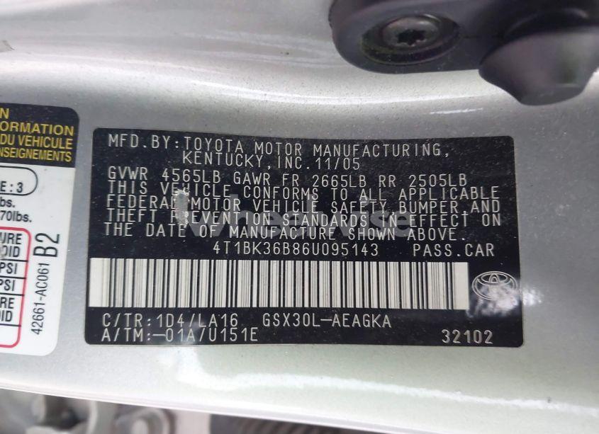 Photo 9 of 2006 Toyota Avalon XLS (VIN 4T1BK36B86U095143)