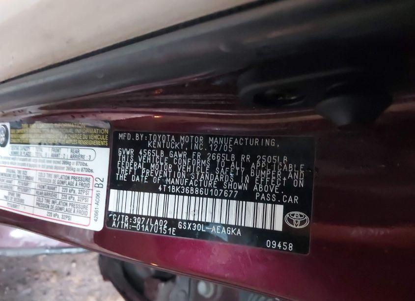 Photo 9 of 2006 Toyota Avalon XLS (VIN 4T1BK36B86U107677)