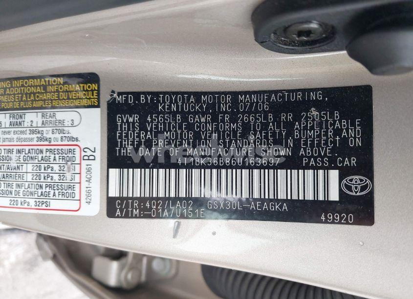 Photo 9 of 2006 Toyota Avalon XLS (VIN 4T1BK36B86U163697)