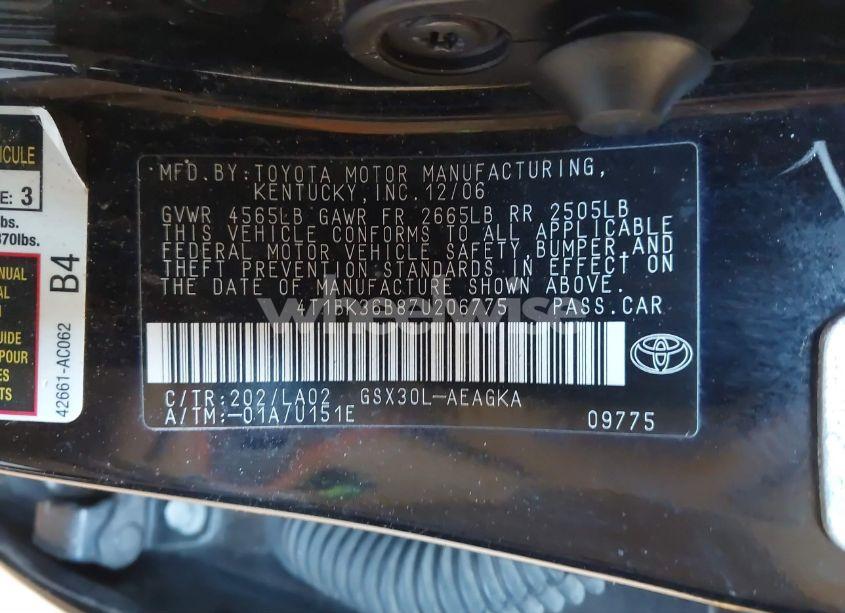 Photo 9 of 2007 Toyota Avalon XLS (VIN 4T1BK36B87U206775)