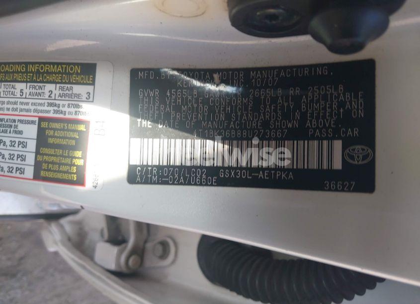 Photo 9 of 2008 Toyota Avalon LIMITED (VIN 4T1BK36B88U273667)