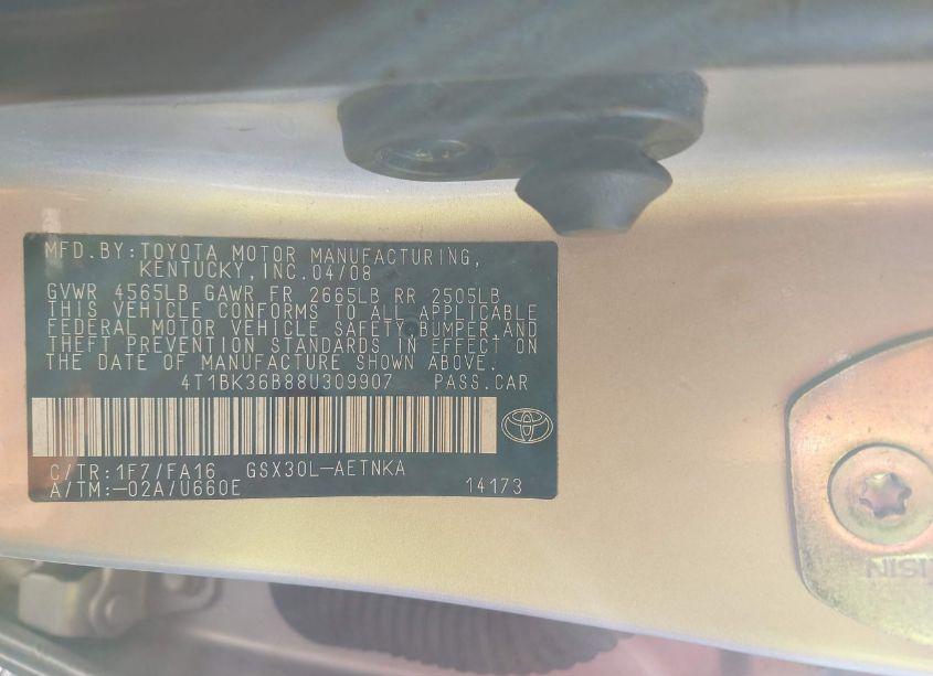 Photo 9 of 2008 Toyota Avalon XL (VIN 4T1BK36B88U309907)