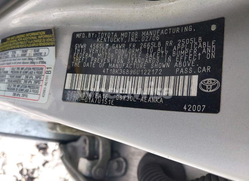 Photo 9 of 2006 Toyota Avalon XL (VIN 4T1BK36B96U122172)