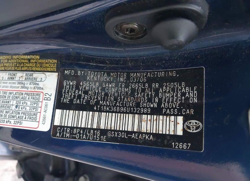 Photo 9 of 2006 Toyota Avalon LIMITED (VIN 4T1BK36B96U132989)