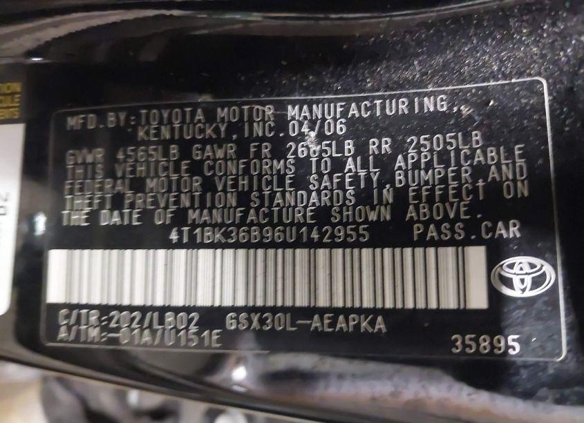 Photo 9 of 2006 Toyota Avalon LIMITED (VIN 4T1BK36B96U142955)