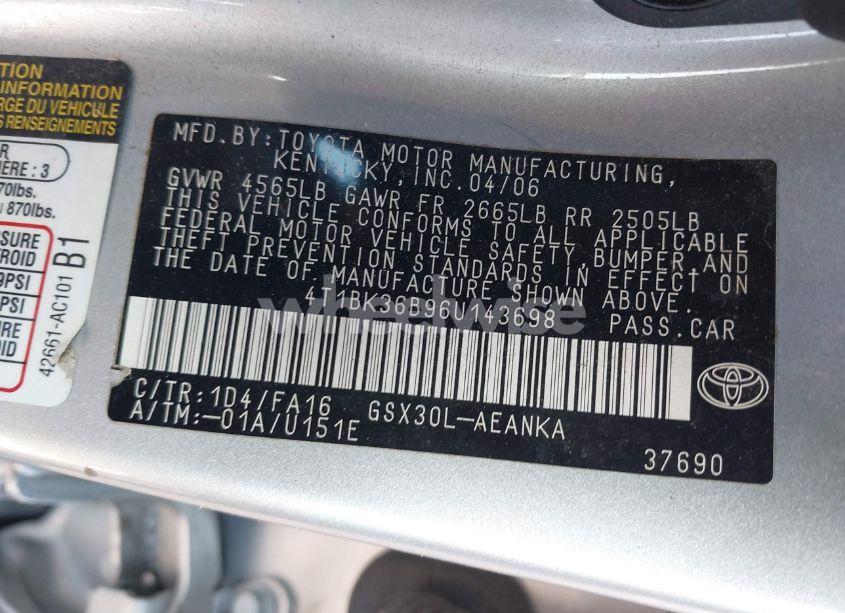 Photo 9 of 2006 Toyota Avalon XL (VIN 4T1BK36B96U143698)