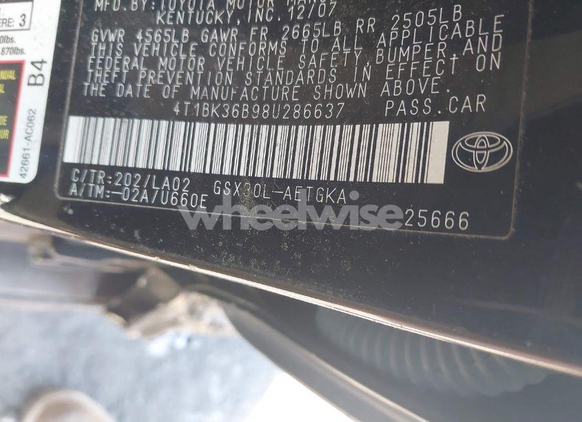 Photo 9 of 2008 Toyota Avalon LIMITED/TOURING/XL/XLS (VIN 4T1BK36B984286637)